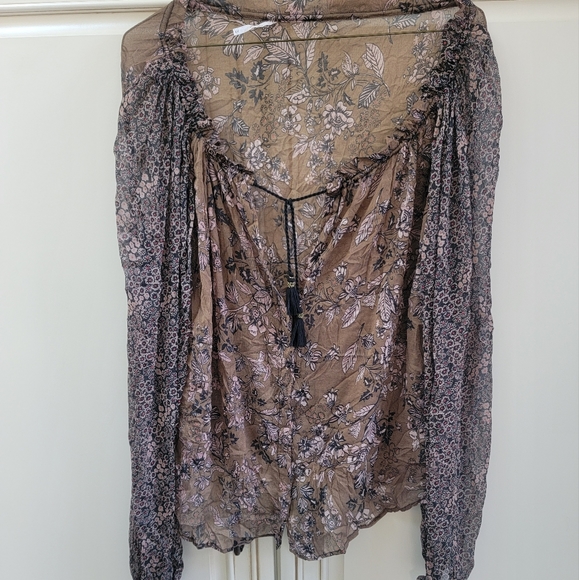 Brown and Black Free People Blouse - Picture 2 of 3